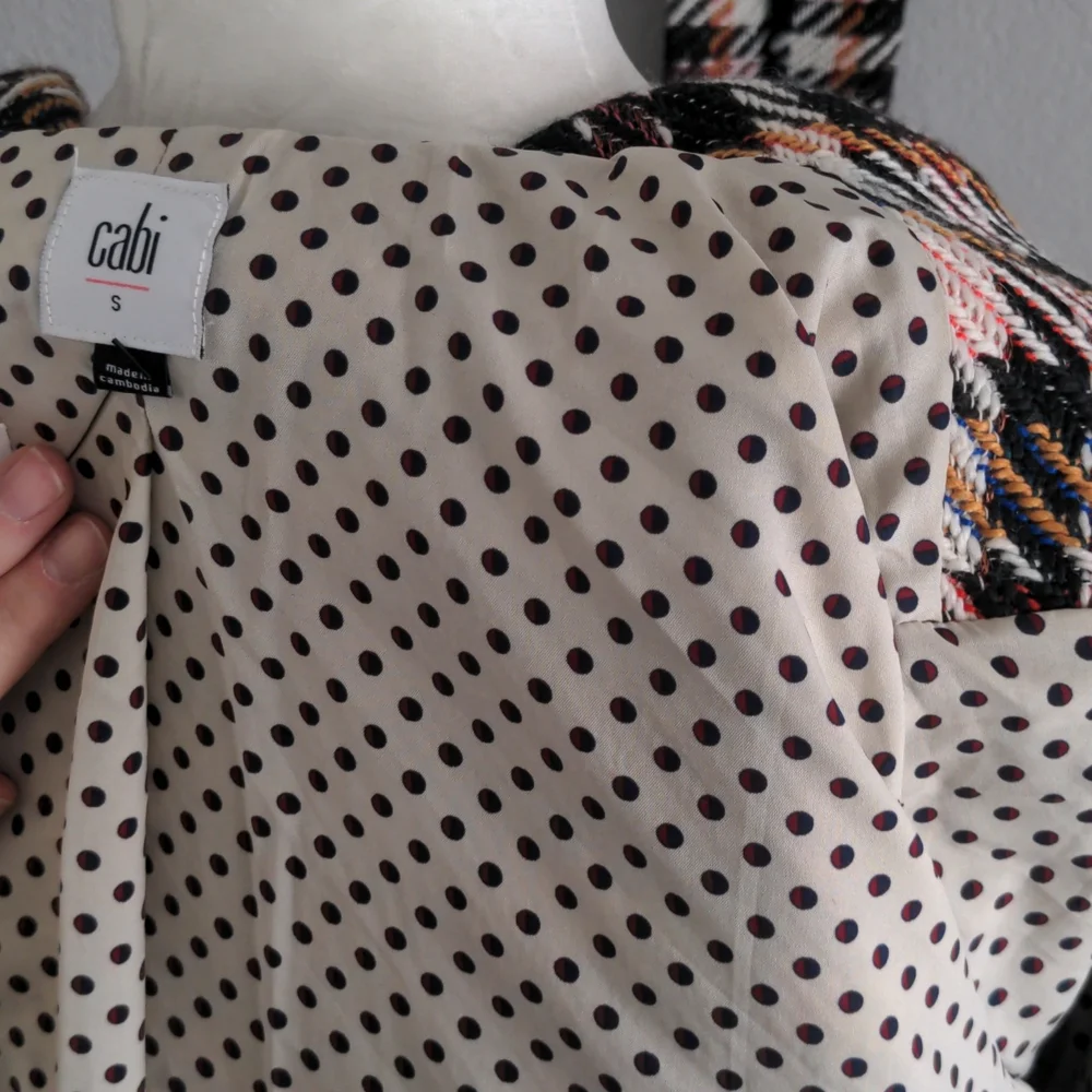 CAbi Regency Belted Noble Plaid Multicolor Coat with Fringe - Picture 9 of 10
